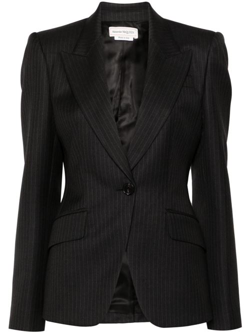 Black jacket with pinstripe pattern ALEXANDER MCQUEEN | 798500QJAEI1124